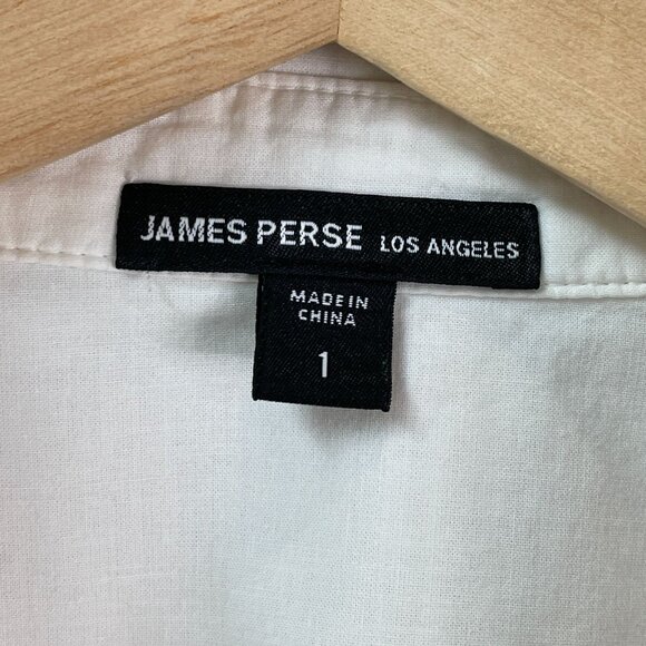 James Perse Womens Small White Pearl Snap Shirt Long Sleeve Blouse Western Top - Picture 3 of 11